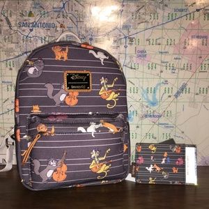 Loungefly cats backpack and cardholder set